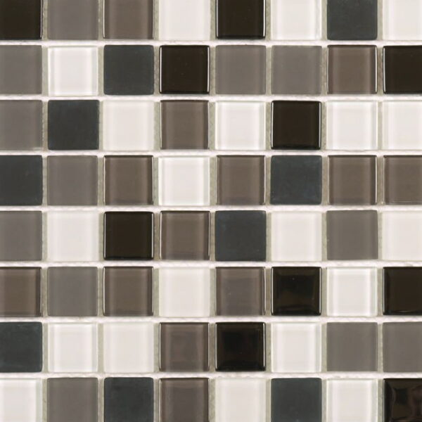 Mosaic Glass White Grey Black Mix Tile Sample