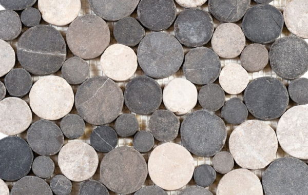 Mosaic Pebble Round Marble Grey Mix Tile Sample