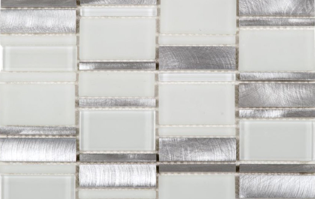 Mosaic Glass White Aluminum Tile Sample