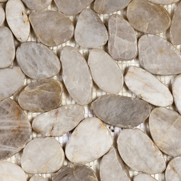 Mosaic Pebble White Sliced Polished Tile Sample