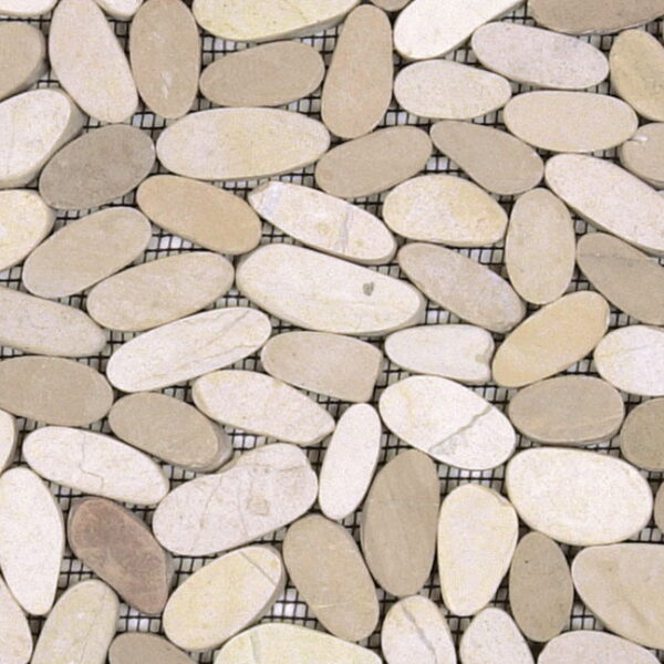 Mosaic Pebble White Beige Sliced Tile Sample