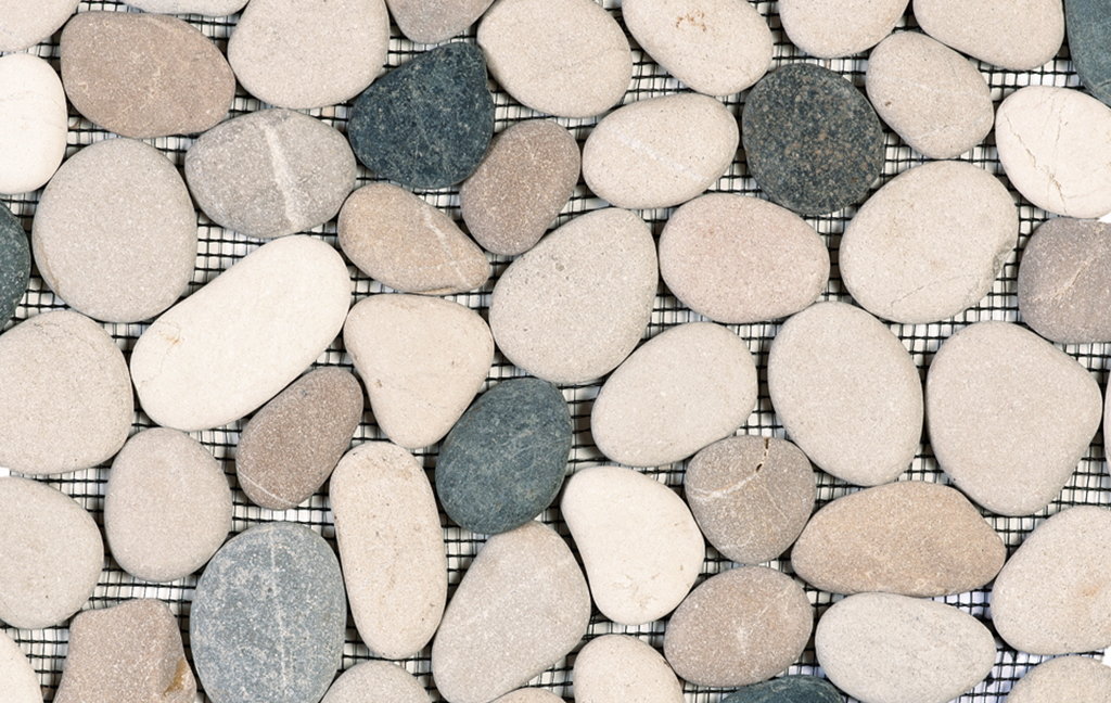 Mosaic Pebble Grey Beige Black Rectified Tile Sample