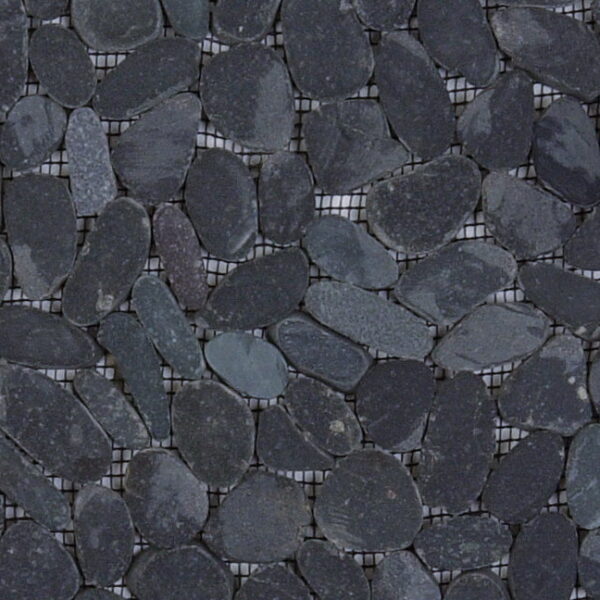 Mosaic Pebble Black Sliced Matte Tile Sample