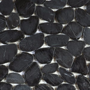 Mosaic Pebble Black Sliced Polished Tile Sample