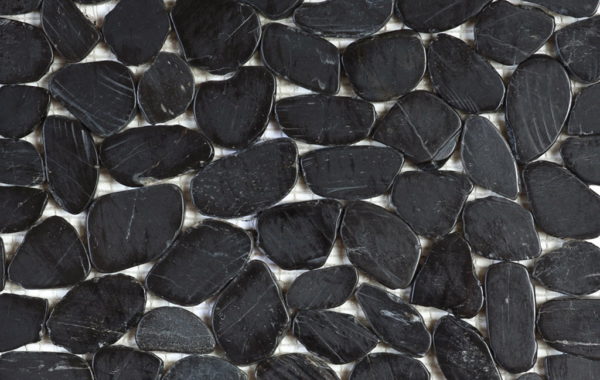 Mosaic Pebble Black Sliced Polished Tile Sample
