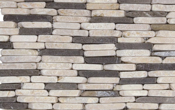 Mosaic Stone White Grey Stacked Brick Tile Sample