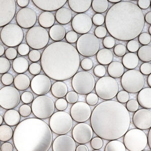 Mosaic Metal BRUSHED SILVER PENNY ROUND Tile Sample