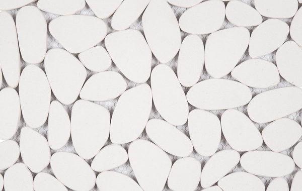 Mosaic Pebble White Reconstituted Sliced Tile Sample
