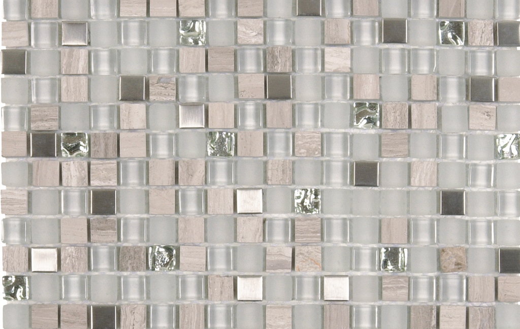 Mosaic Glass Steel Grey Tile Sample